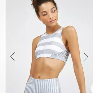 WITH Bandier gray striped high neck athletic top size XS